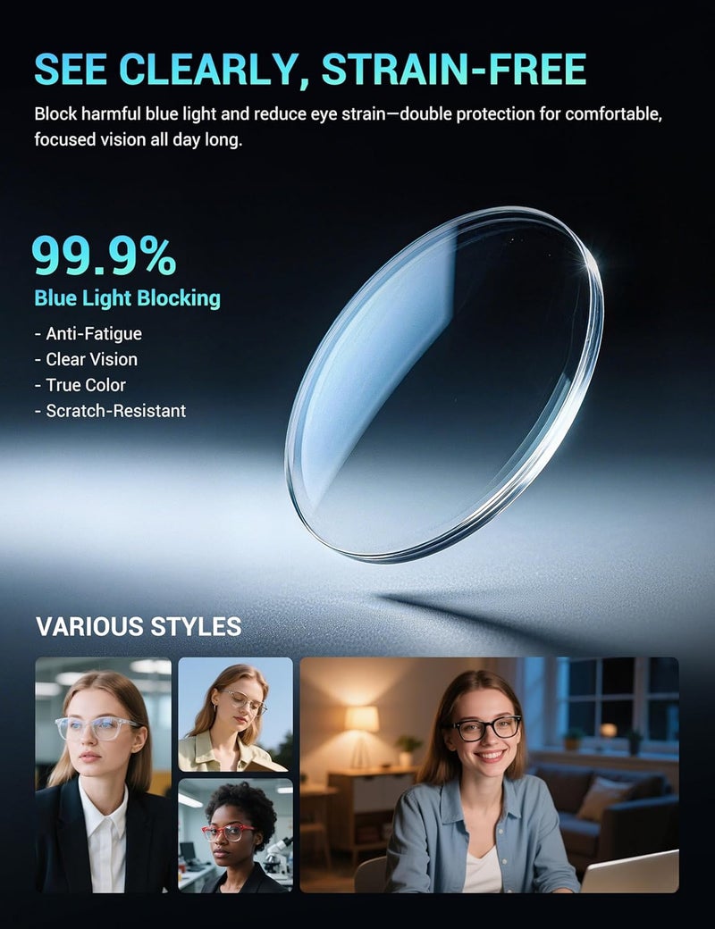 TIJN Olisa Blue Light Blocking Glasses for Women Men,Oval Glasses Frame Bluelight Glasses for Gaming/Computer/Screen - Image 5